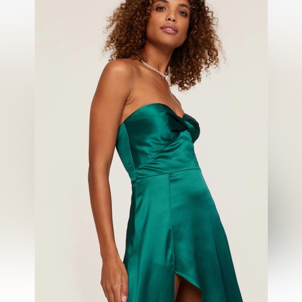 RTR Elle Zeitoune Magnolia Strapless Gown Shift Dress Green Satin Size Large - Picture 3 of 12